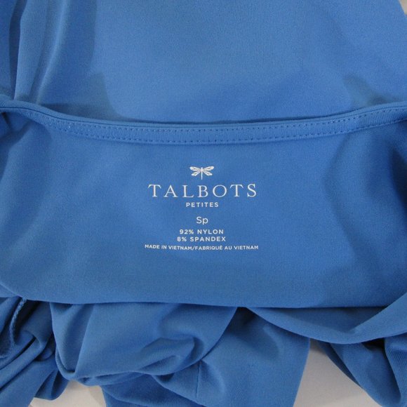 Talbots Womens Petite Solid Blue V-neck Faux Wrap Sheath Dress Size SP - Picture 8 of 9